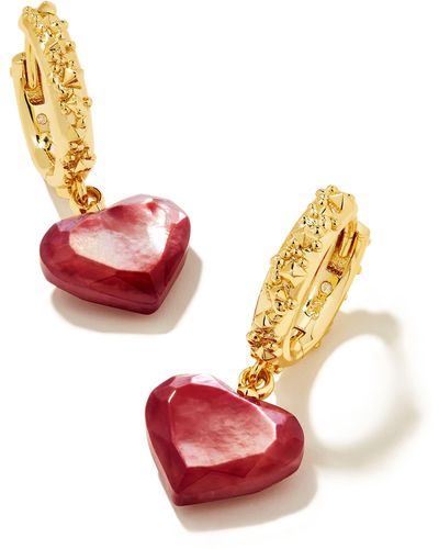 Kendra Scott Penny Gold Heart Huggie Earrings - Pink