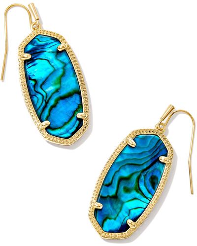 Kendra Scott Elle Gold Drop Earrings - Blue