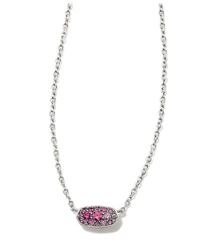 Kendra Scott Grayson Silver Crystal Pendant Necklace - White