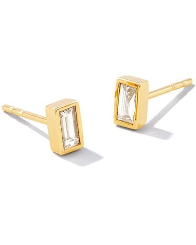 Kendra Scott Isabella 14k Yellow Gold Stud Earrings - White