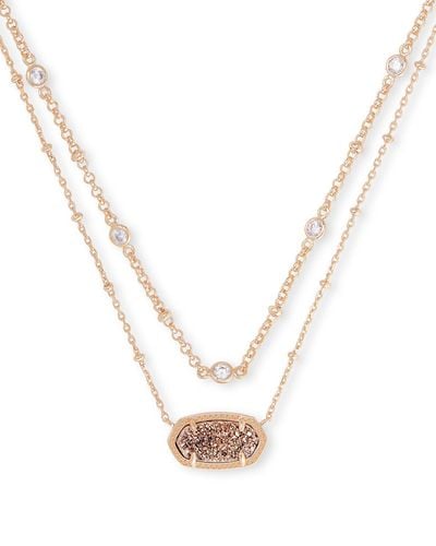 Kendra Scott Elisa Rose Gold Multi Strand Necklace - White