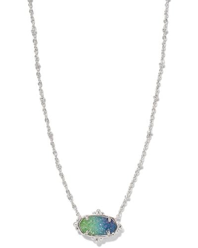 Kendra Scott Elisa Silver Petal Framed Short Pendant Necklace - Blue