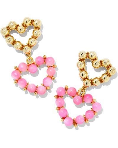 Kendra Scott Ashton Gold Heart Drop Earrings - Pink