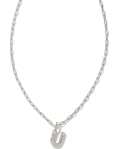 Kendra Scott Crystal Letter U Silver Short Pendant Necklace - Metallic