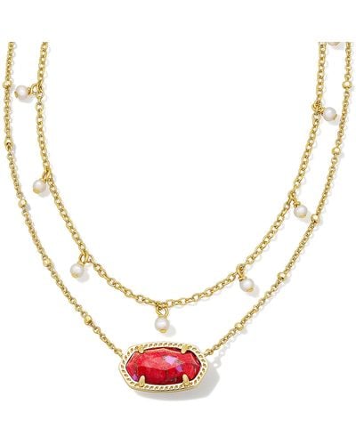Kendra Scott Elisa Gold Pearl Multi Strand Necklace - Pink