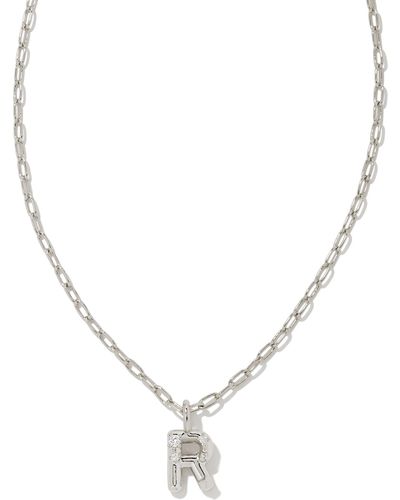 Kendra Scott Crystal Letter R Silver Short Pendant Necklace - Metallic