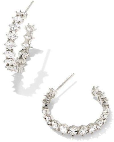 Kendra Scott Cailin Silver Crystal Hoop Earrings - White