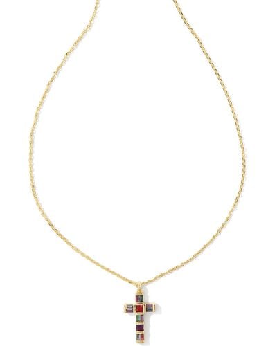 Kendra Scott Gracie Gold Cross Short Pendant Necklace - White