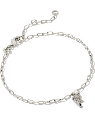 Kendra Scott Crystal Letter F Silver Delicate Chain Bracelet - White