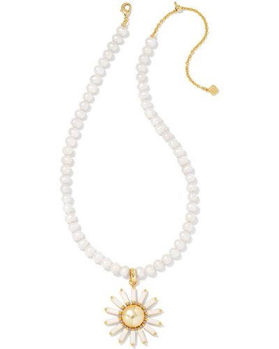 Kendra Scott Madison Daisy Convertible Gold Pearl Statement Necklace - White