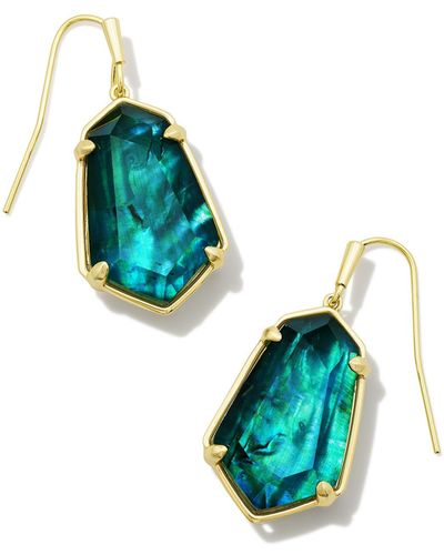 Kendra Scott Alexandria Gold Drop Earrings - Blue