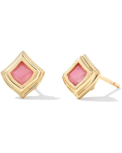 Kendra Scott Kacey Gold Stud Earrings - Pink
