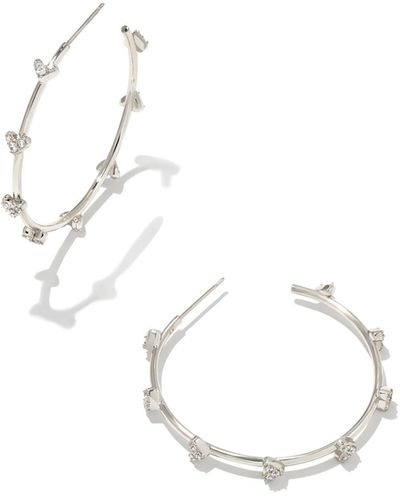 Kendra Scott Haven Silver Crystal Heart Hoop Earrings - White