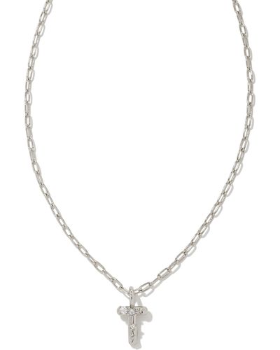 Kendra Scott Crystal Letter T Silver Short Pendant Necklace - Metallic