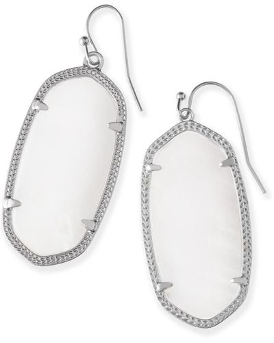 Kendra Scott Elle Silver Drop Earrings In Ivory Mother-of-pearl | Mother Of Pearl/metal Rhodium - White