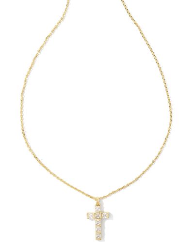 Kendra Scott Gracie Gold Cross Short Pendant Necklace - White