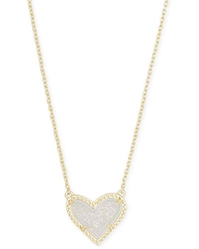 Kendra Scott Ari Heart Gold Extended Length Pendant Necklace - White