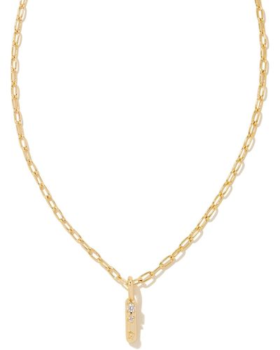 Kendra Scott Crystal Letter I Gold Short Pendant Necklace - Metallic