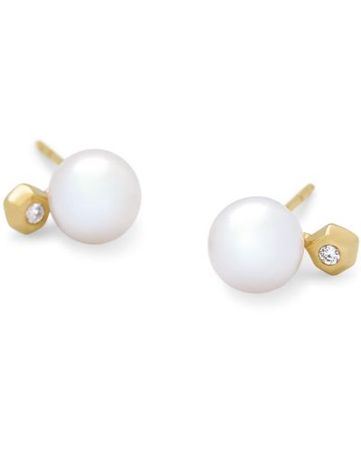 Kendra Scott Cathleen 14k Yellow Gold Stud Earrings - White