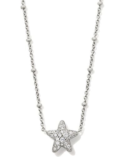 Kendra Scott Jae Silver Star Pave Short Pendant Necklace - Metallic