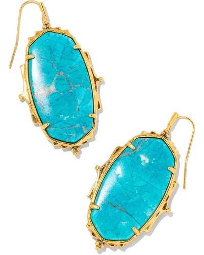 Kendra Scott Baroque Ella Vintage Gold Drop Earrings - Blue