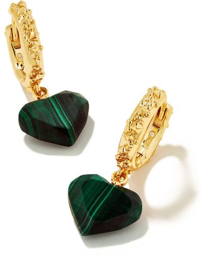 Kendra Scott Penny Gold Heart Huggie Earrings - Green