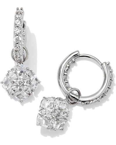 Kendra Scott Dira Convertible Silver Crystal Huggie Earrings - Metallic