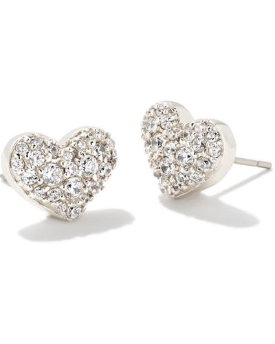 Kendra Scott Ari Pave Crystal Heart Earrings - White