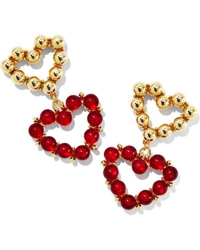 Kendra Scott Ashton Gold Heart Drop Earrings - Red