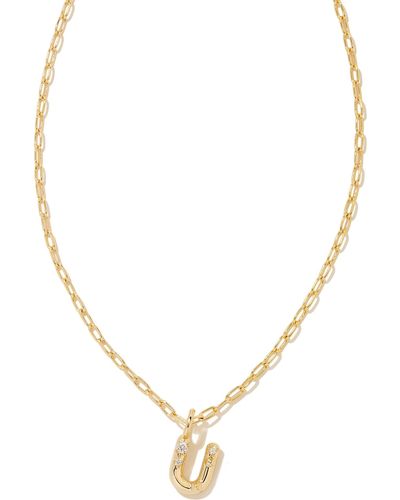 Kendra Scott Crystal Letter U Gold Short Pendant Necklace - Metallic