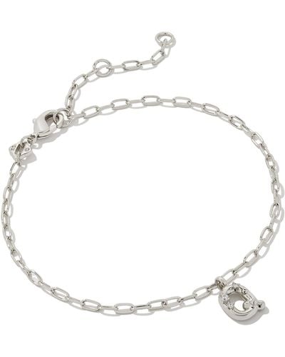 Kendra Scott Crystal Letter Q Silver Delicate Chain Bracelet - White