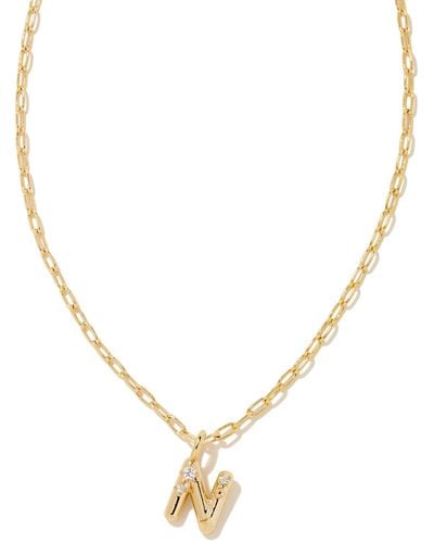 Kendra Scott Crystal Letter N Gold Short Pendant Necklace - Metallic