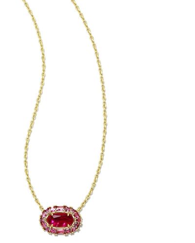 Kendra Scott Elisa Gold Crystal Frame Short Pendant Necklace - White