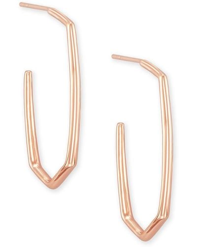 Kendra Scott Ellen Hoop Earrings In 18k Rose Gold Vermeil | Metal - White