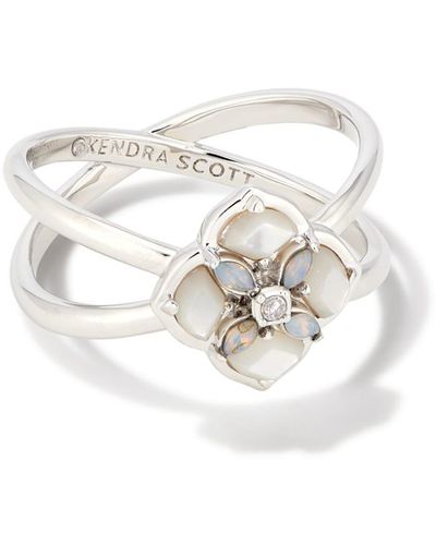 Kendra Scott Dira Stone Silver Double Band Ring - White