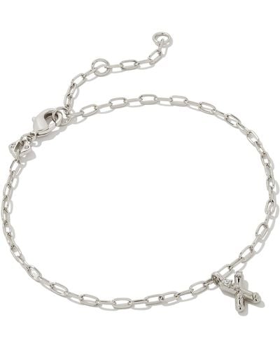Kendra Scott Crystal Letter X Silver Delicate Chain Bracelet - White