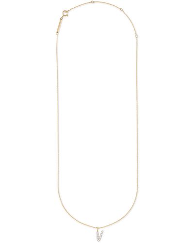 Kendra Scott Diamond Letter V Pendant Necklace - White