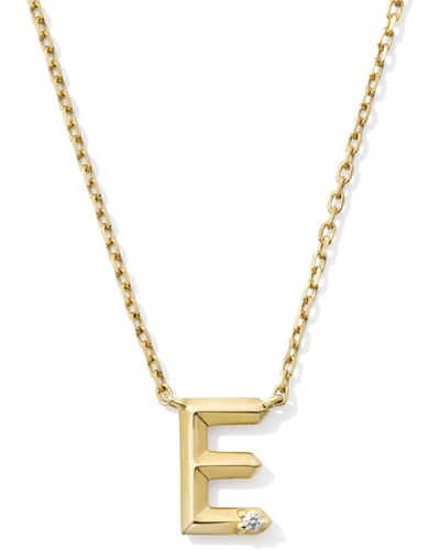 Kendra Scott Diamond Accent Letter E 14k Yellow Gold Pendant Necklace - Metallic