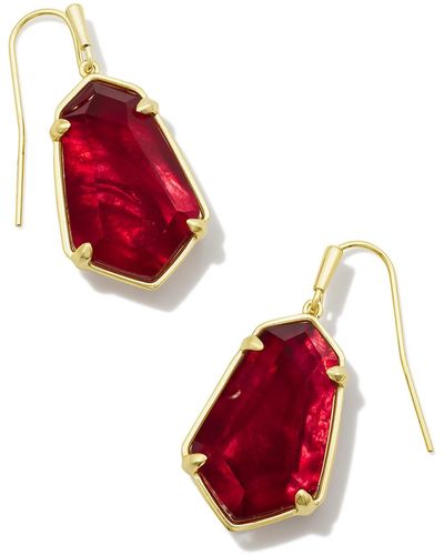Kendra Scott Alexandria Gold Drop Earrings - Red