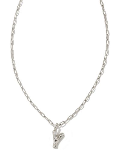 Kendra Scott Crystal Letter Y Silver Short Pendant Necklace - Metallic