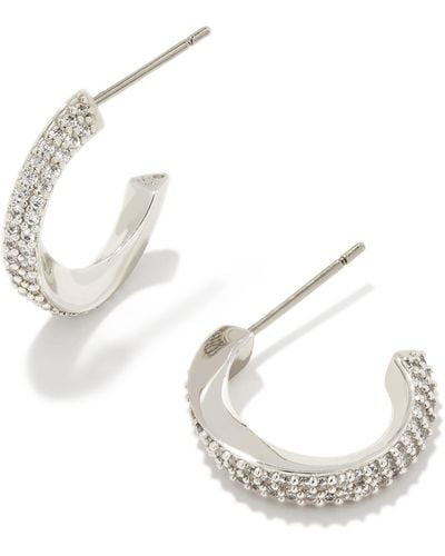Kendra Scott Ella Silver Huggie Earrings - White