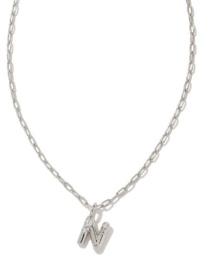 Kendra Scott Crystal Letter N Silver Short Pendant Necklace - Metallic