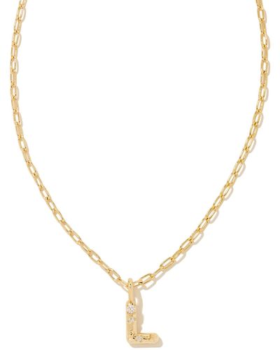 Kendra Scott Crystal Letter L Gold Short Pendant Necklace - Metallic