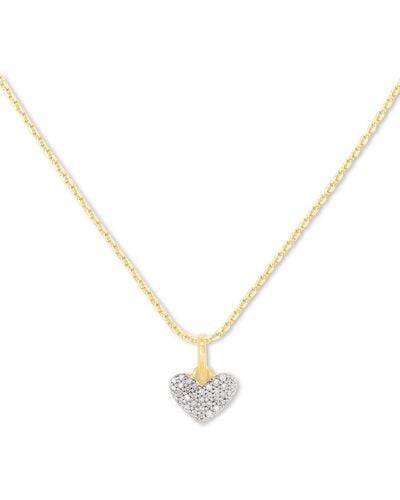 Kendra Scott Ari Pave Heart 18k Yellow Gold Vermeil Charm Necklace - Metallic