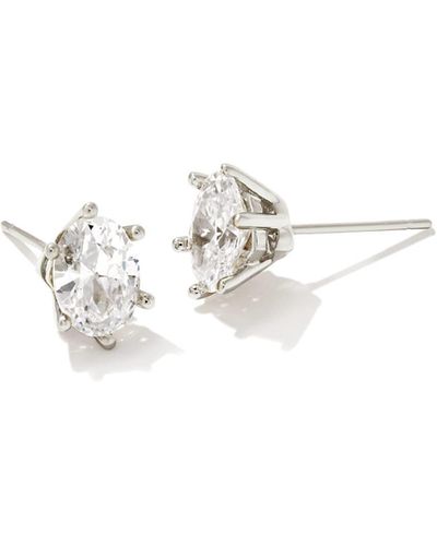 Kendra Scott Cailin Silver Crystal Stud Earrings - White
