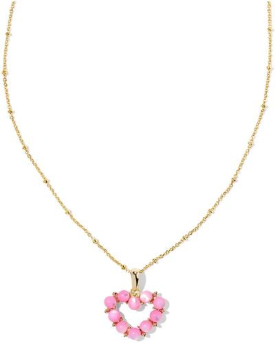 Kendra Scott Ashton Gold Heart Short Pendant Necklace - Pink
