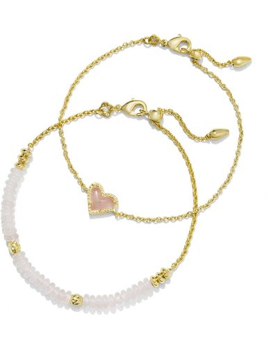 Kendra Scott Ari Heart Gold Delicate Chain Bracelet Set Of 2 - Metallic
