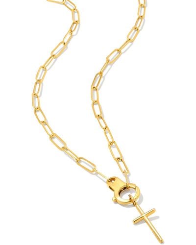 Kendra Scott Paperclip Cross Charm Necklace - Metallic