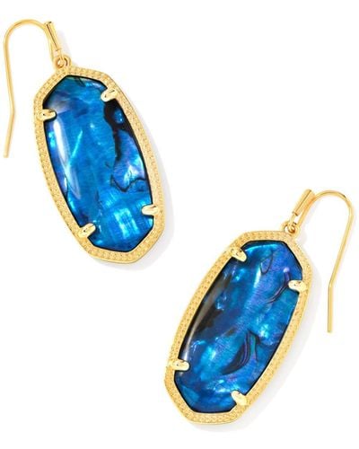 Kendra Scott Elle Gold Drop Earrings - Blue