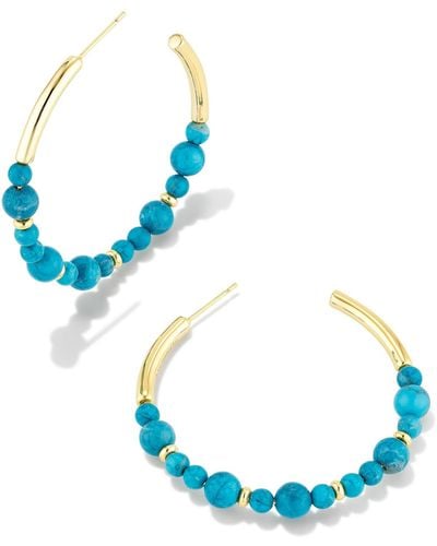 Kendra Scott Jovie Gold Beaded Hoop Earrings - Blue